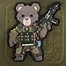Patchlab Veteran Soldier Teddy PVC Rubber Morale Patch, Durable & Vibrant, Hook & Loop Attachment for Backpacks | Military Suit & Gun, 2.99x2.63