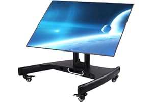 BIGalleons Mobile TV Mount Stand, Low Height Monitor Cart with Wheels for 32-65 inch Flat Curved Screen TV, LED LCD, Height Adjustable, 90°Adjustable Viewing Angle