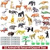 Animals Figure,54 Piece Mini Jungle Animals Toys Set,Zoo World Realistic Wild Vinyl Pastic Animal Learning Resource…