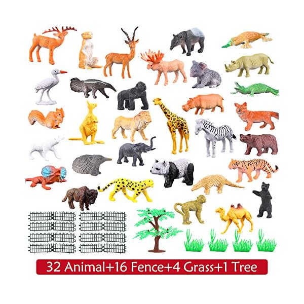 Animals Figure,54 Piece Mini Jungle Animals Toys Set,Zoo World Realistic Wild Vinyl Pastic Animal Learning Resource…