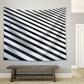 Abstract Design of Black and White Stripe - Fabric Wall Tapestry Home Decor - 51x60 inches