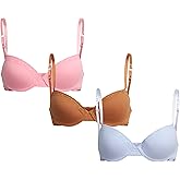 bebe Girls Training Bra - 3 Pack Soft Molded Bra with Adjustable Straps - Training Bra for Girls (A Cup/B Cup)