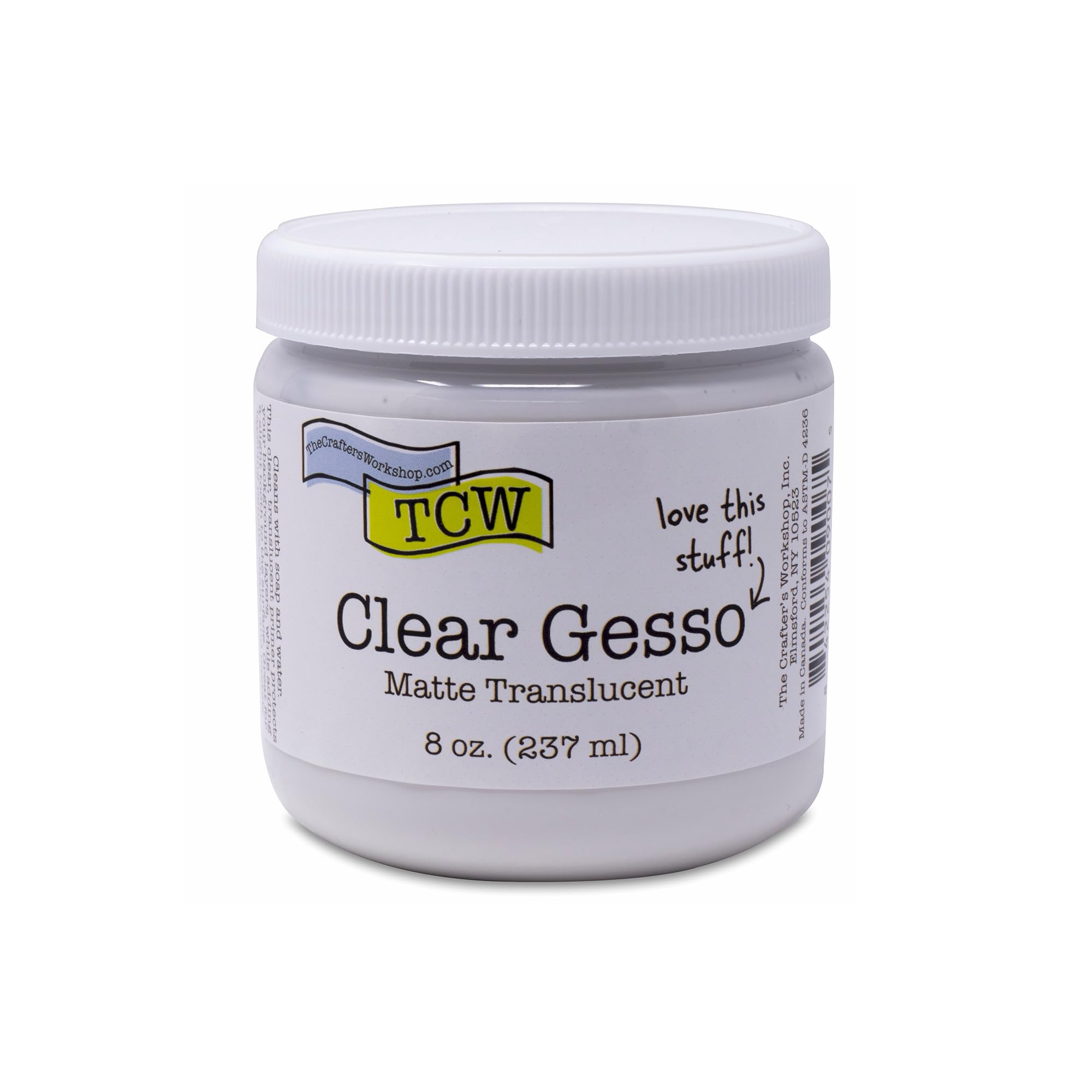 Photo 1 of The Crafter's Workshop Clear Gesso Primer for Acrylic Painting & Mixed Media Art - Boutique Quality, 8 oz Jar
