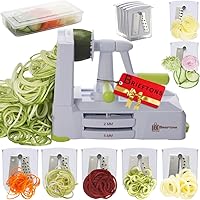 Brieftons 7-Blade Vegetable Spiralizer: Strongest-Heaviest Spiral Slicer, Best Veggie Pasta Spaghetti Maker for Low Carb/Pale