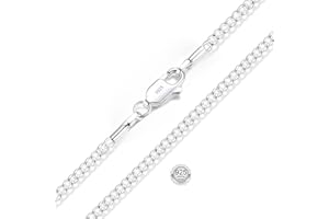 Weddinen 925 Sterling Silver 1.5mm/2mm Curb Chain Necklace for Women, Sturdy Non-Fading Silver Chain for Women Jewellery Gift