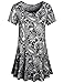 Hibelle Tunic Tops for Leggings for Women, Ladies Summer Short Sleeve Shirts Tshirts Flattering Floral Printed Pattern Vintage T Shirt Zulily Trapeze Flowy Blouse Top Black Large