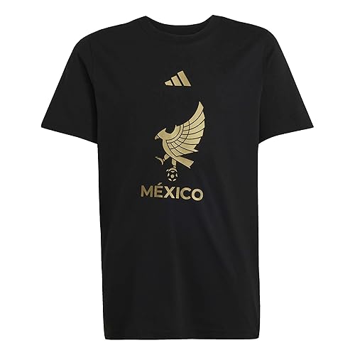 adidas Kids' Mexico 2025 T-Shirt, Black/Gold Metallic