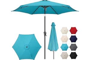AckMizz 7.5ft Outdoor Patio Umbrella - Table Umbrella Waterprool UV Protection, Sombrillas de Patio with Push Button Tilt&Crank, Sun Umbrella for Pool, Porch, Garden, Deck, Backyard(Sky Blue)