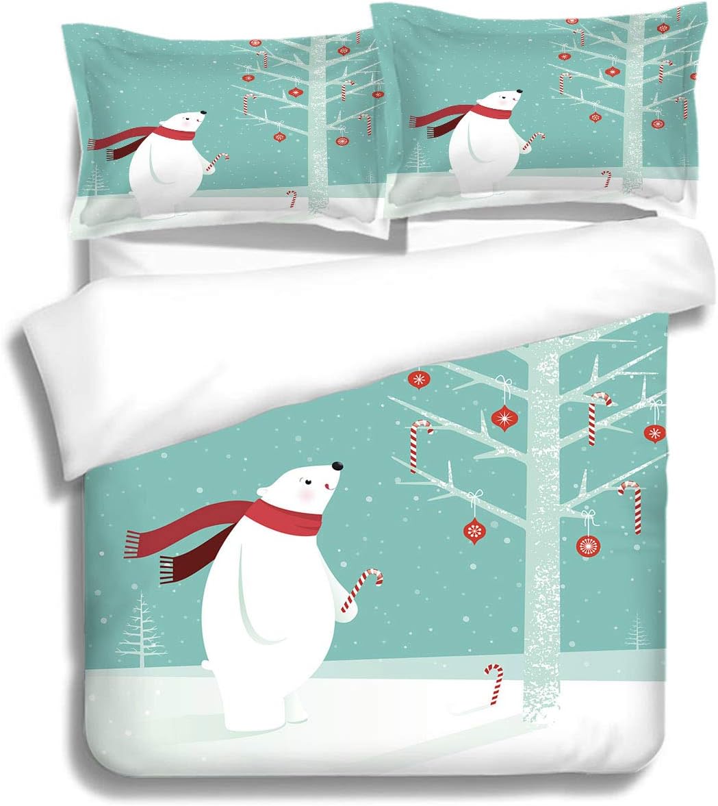 RLDSESS Bear Bedding Comforters, King Size,Polar Bear with