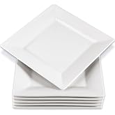 RAIHOMKIT 6 PCS Porcelain Square Dessert Plates, White Square Plates, 10 In | Ceramic Dinner Plates for Salad Steak Pasta, Porcelain Serving Plates for Appetizer Dessert, Microwave And Dishwasher Safe