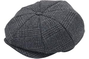 jerague Wool Newsboy Cap for Men Women - Classic Vintage Gatsby Lvy Cabbie Hat Flat Beret Cap Adjustable Size