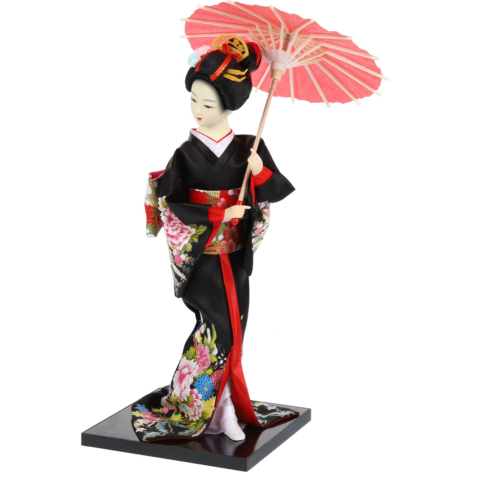 STOBOK Japanese Geisha Kimono Doll Holding an Umbrella Asian Kimono Doll Collectible Figurine Oriental Lady Figures for Home Office Desktop Car Dashboard Decoration
