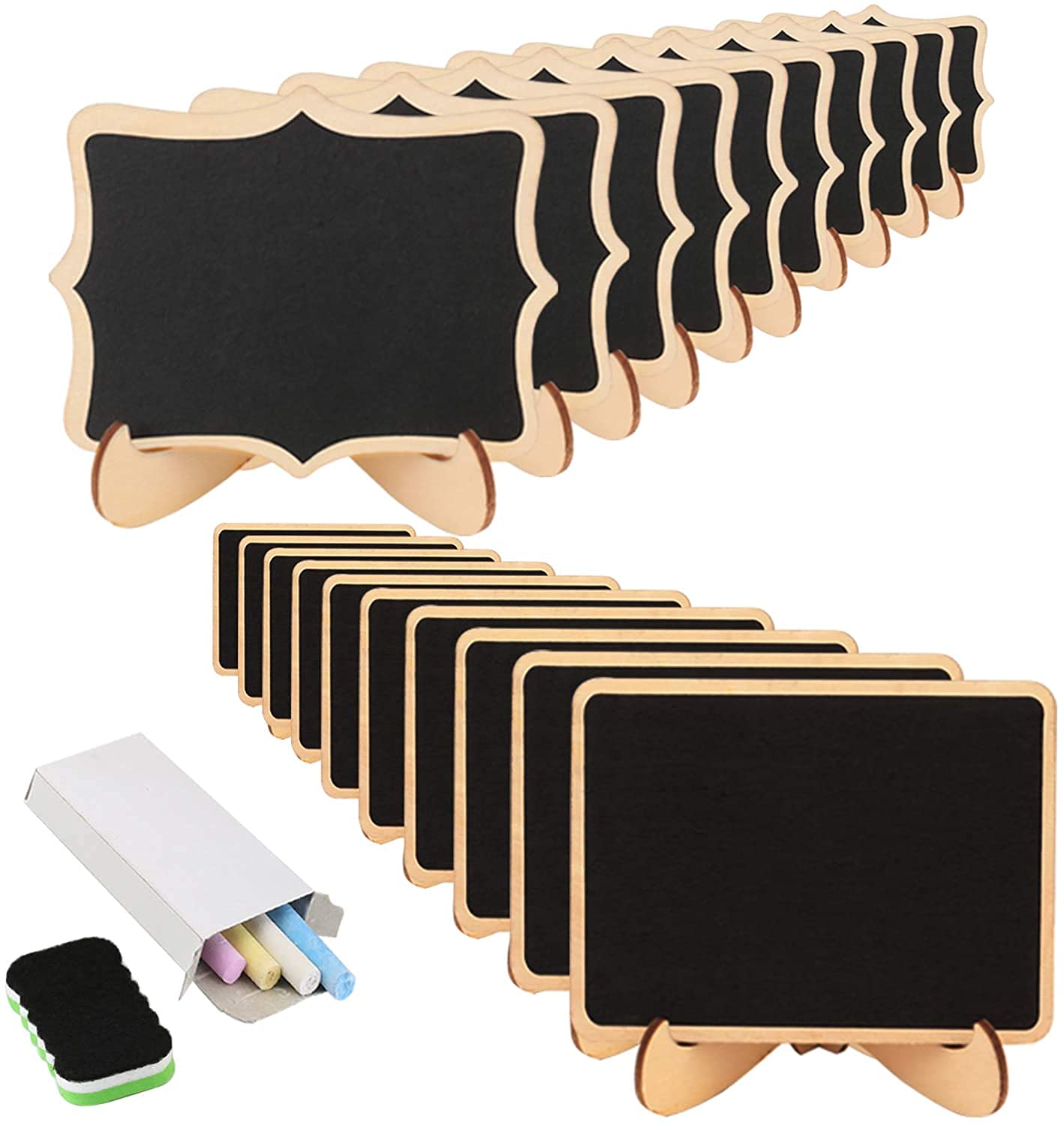 Mini Chalkboard,KAKOO 20 Pcs Blackboard with Stands for Party Wedding Table Number Message Board Signs. (2 Design Chalkboard)
