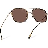 WearMe Pro - Women’s Polarized Square Sunglasses: Modern Square Aviator with Double Bridge Vintage Aesthetics