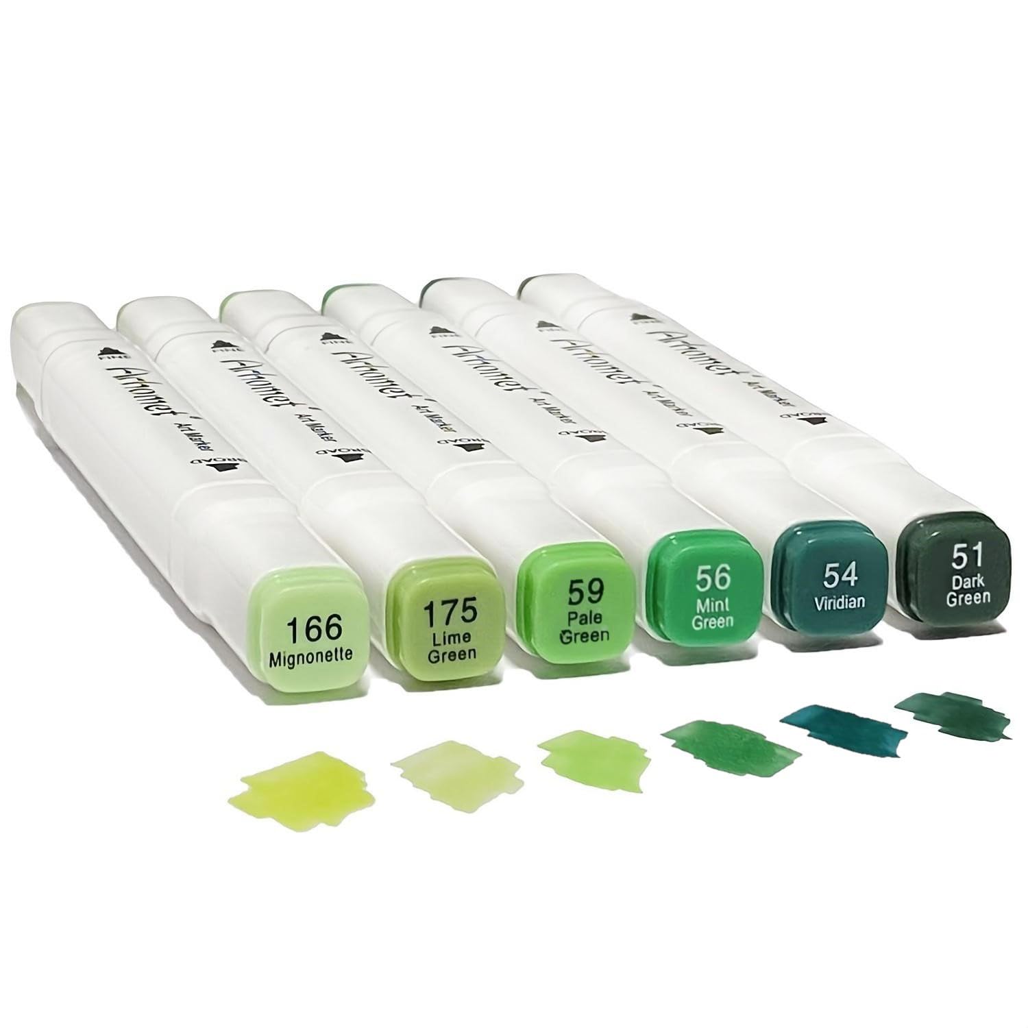 Photo 1 of 6pcs Green Forest Trees Grass Colors Alcohol Markers Set, Dual Tips Art Markers Drawing Sketched Double Tipped for Adults Kids (Green)