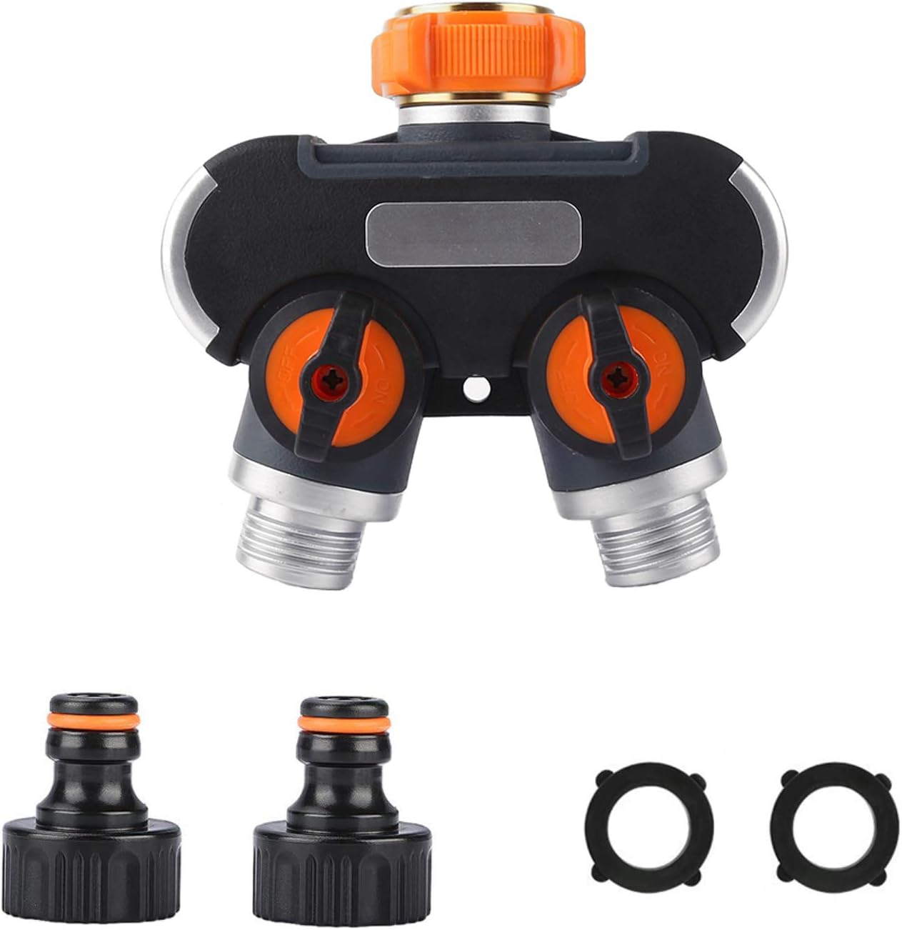YAAVAAW Garden Hose Splitter 2 Way, 3/4 Inch Zinc Alloy Garden Tap Splitter Outdoor Utility Y Valve