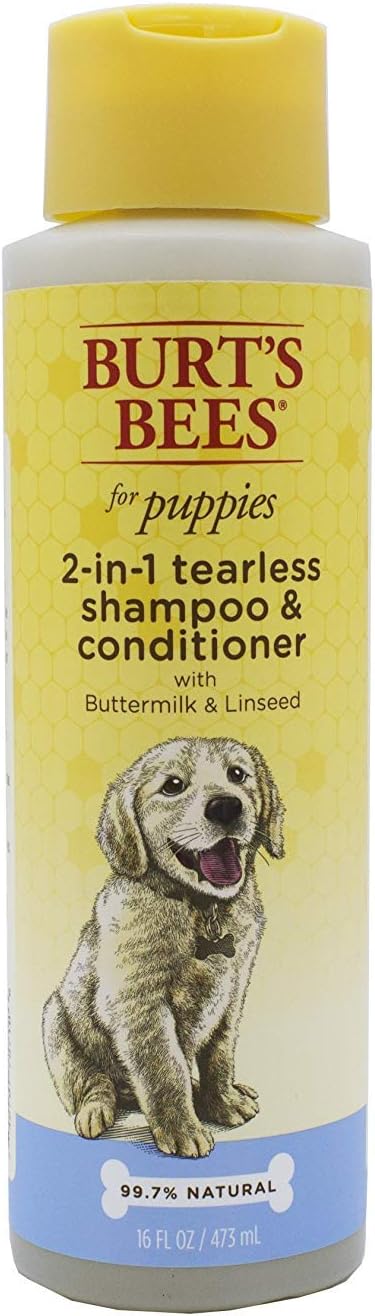 Pet Shampoos : Burt's Bees Dog Shampoo for Puppies, 2 in 1 Shampoo and Conditioner, Buttermilk and Linseed Oil, 16 Oz