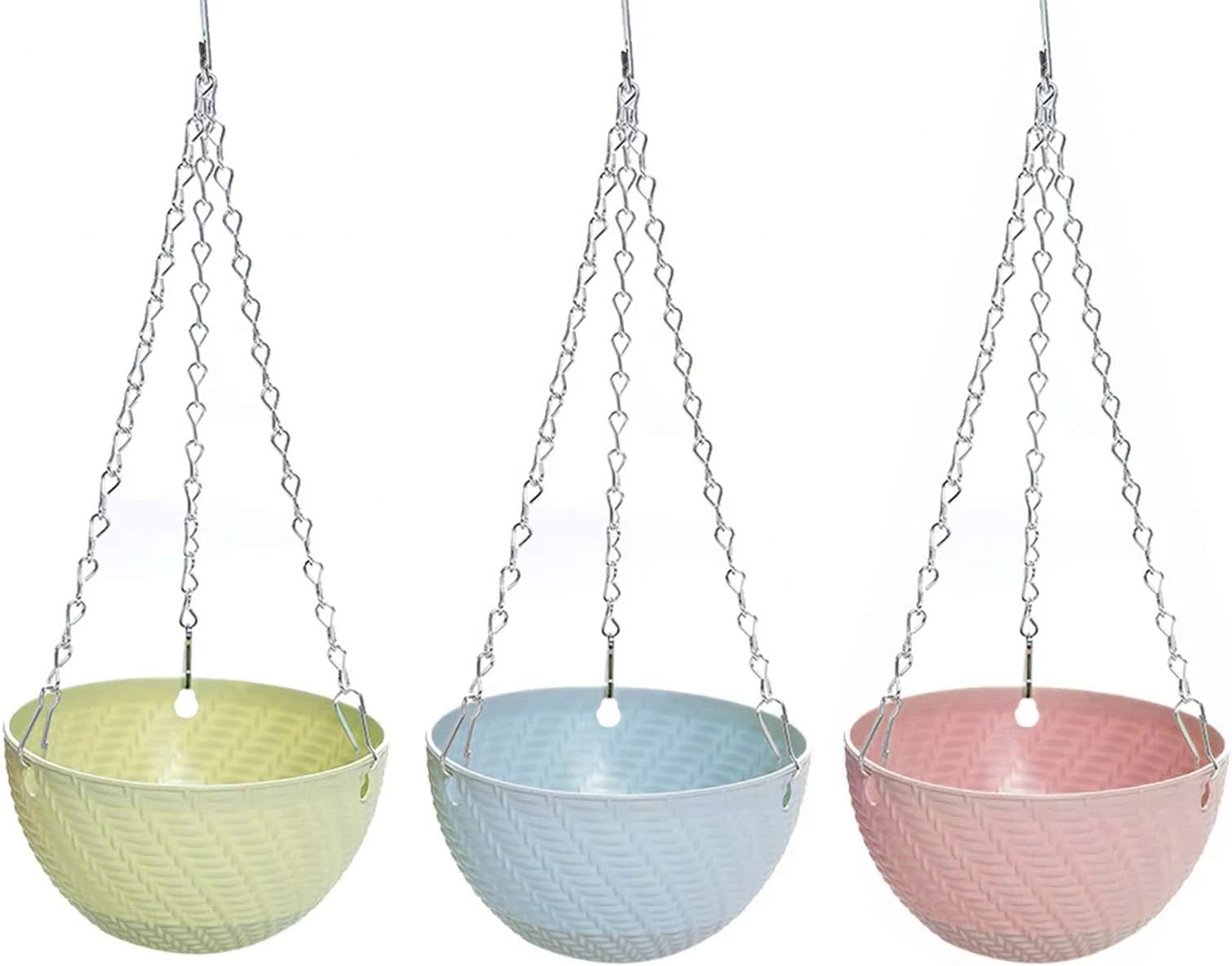 Hanging Planters - Plastic Resin Chain Basket Hanging Flower Planter Pots with Chain 6", Set of 3
