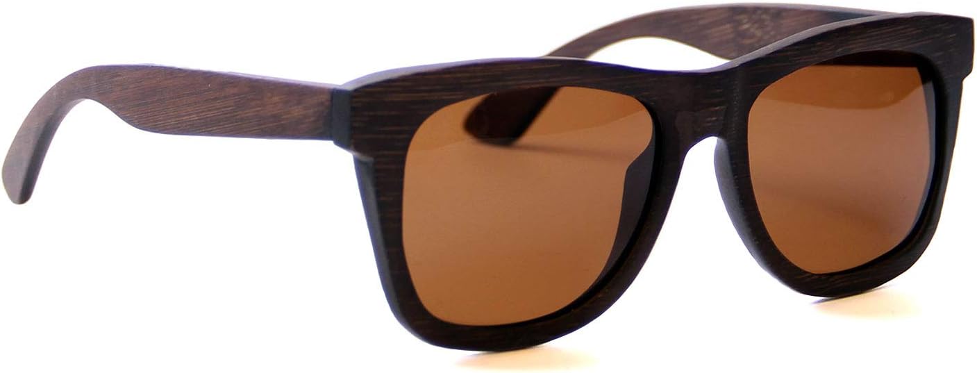 LHHMZ Polarized Sunglasses for Men and Women Vintage Handmade Lightweight Wooden Eyewear Outdoor Mirrored Bamboo Sunglasses with Case