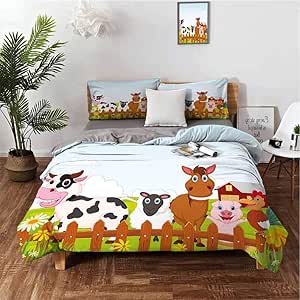 Juego de tres piezas de animales bellamente impresos en la cama, lindas