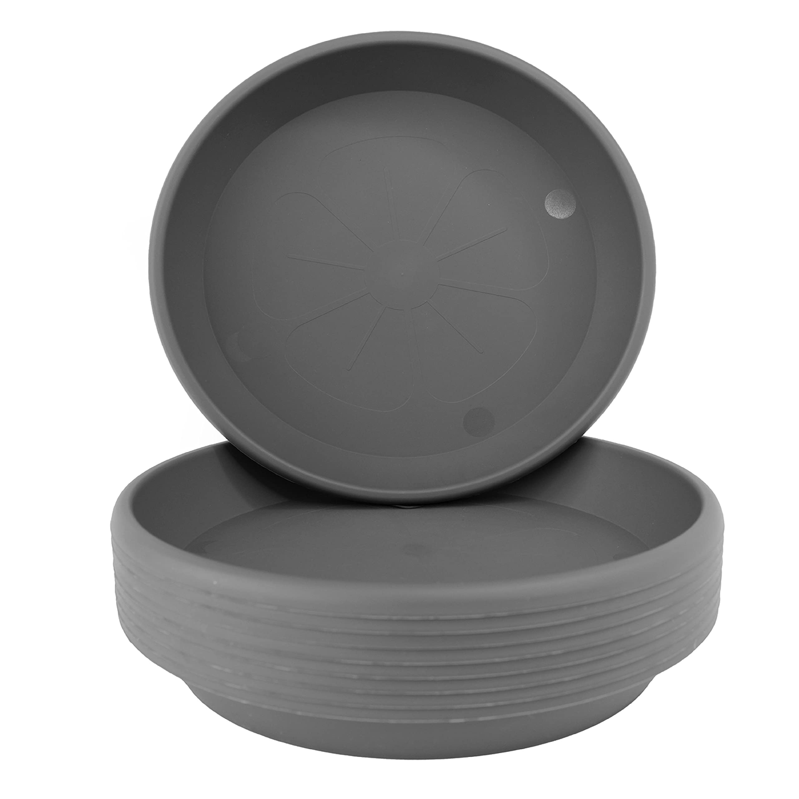 Home Garden Ornaments Plant Pot Saucers, Strong Drip Tray, Round Plastic Tray, Set of 10 (Grey, Diameter: 18.5cm)