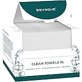 DEVOGUE® Disposable Face Towels – 50 Count, XL (10" x 12") – 100% Viscose Fiber – Ultra-Soft, Gentle on Sensitive Skin – Makeup Remover & Facial Cleansing Wipes