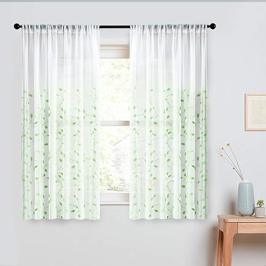 Amazon Com Mrtrees Sheer Curtains 45 Inches Long Living Room