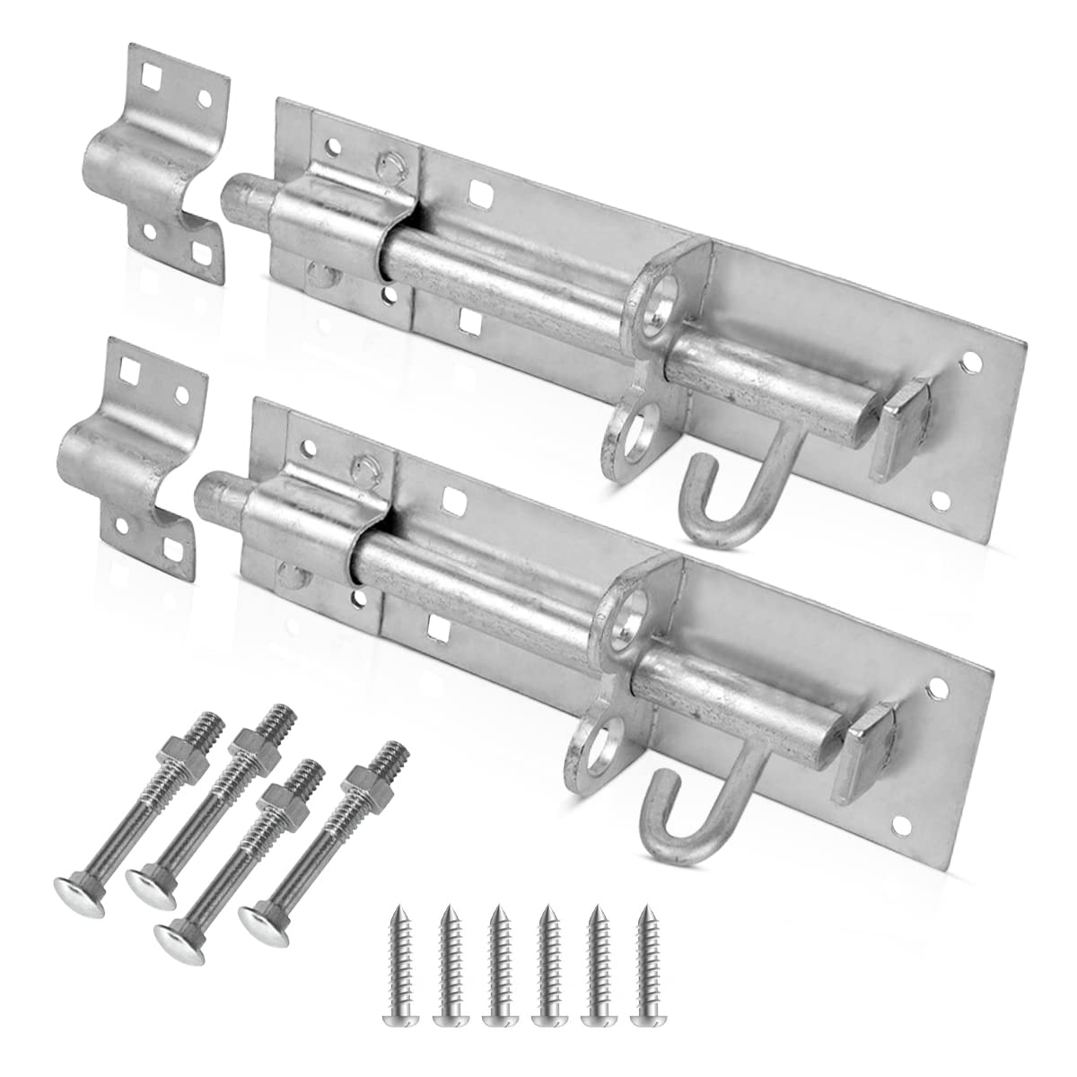 onesto Pack of 2-8” Brenton Bolt with BZP Finish – Heavy Duty Steel Door Bolt with Fixings – Ideal for Gates, Sheds, Garages & Outdoor Doors