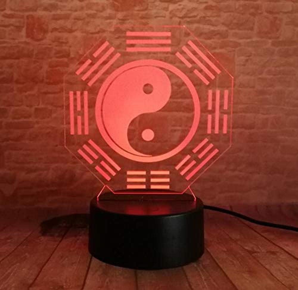 Light Chinese Prediction Feng Shui Taiji Bagua Lamp Yin Yang Tai Chi Night Light Home Office Table Deco Lamp Night Light Friend Gifts