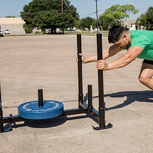 Econ"Prowler" Weighted Push Sled/Add Plates for More Resistance/CrossFit, Resistance, Strength & Conditioning Equipment/Easy Assembly and Storage with Detachable Handles
