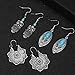 SUNNYOUTH 9 Pairs Vintage Drop Dangle Earrings Statement Bohemian National Style Turquoise Earrings Leaf Owl Long Dangle Earrings for Women Girls