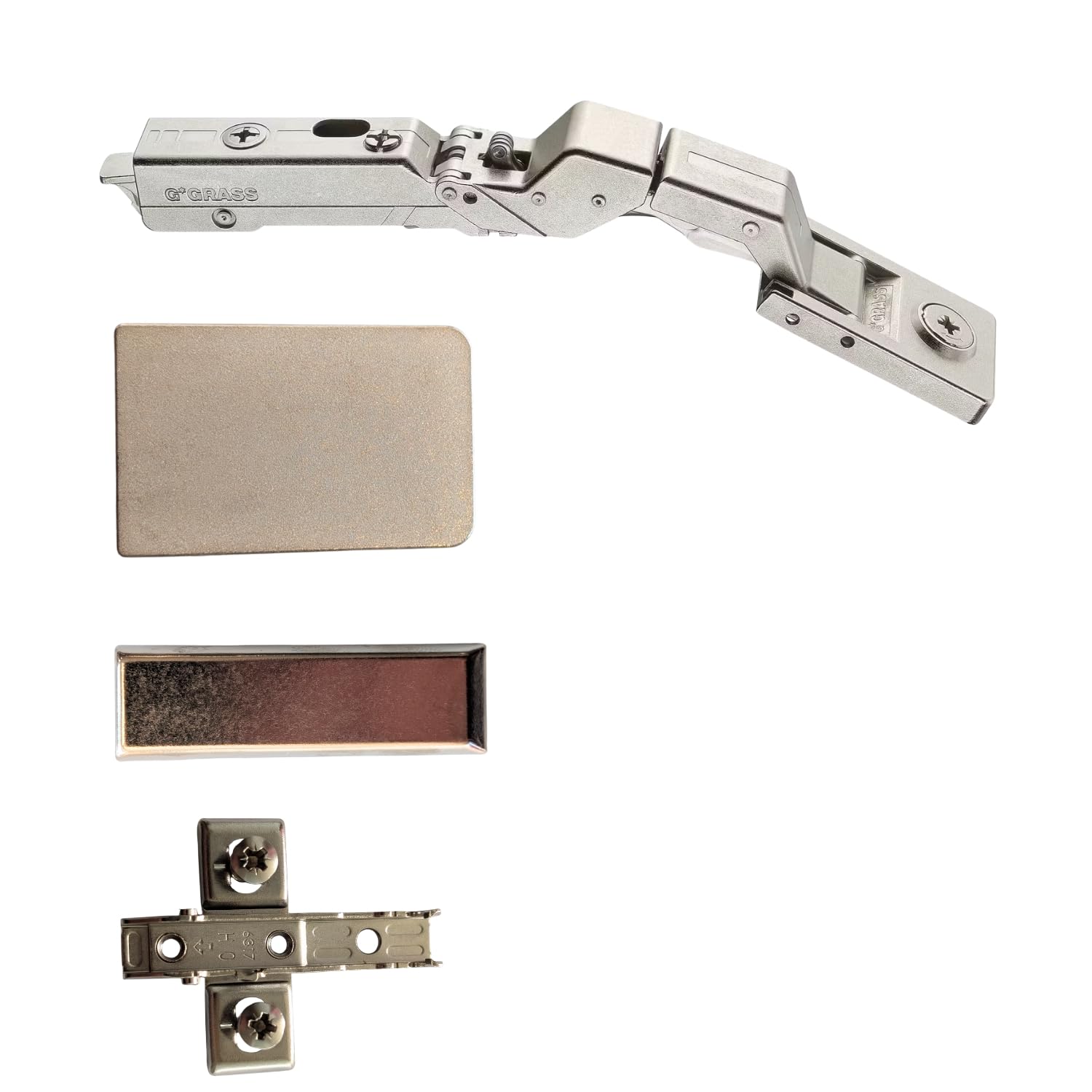 Gedotec Cup Hinge Tiomos Mirro | 1 Piece | for Mirror & Glass Doors | Soft-Closing Mechanism | Opening Angle 125° | Made in Germany | with Mounting Plate