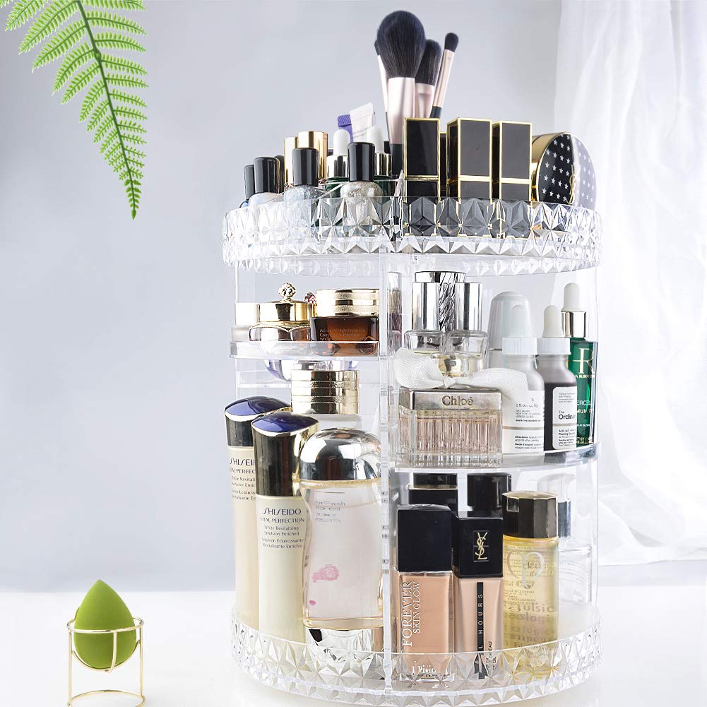 InnSweet Makeup Organizer, 360Degree Rotating Cosmetic Storage Shelf