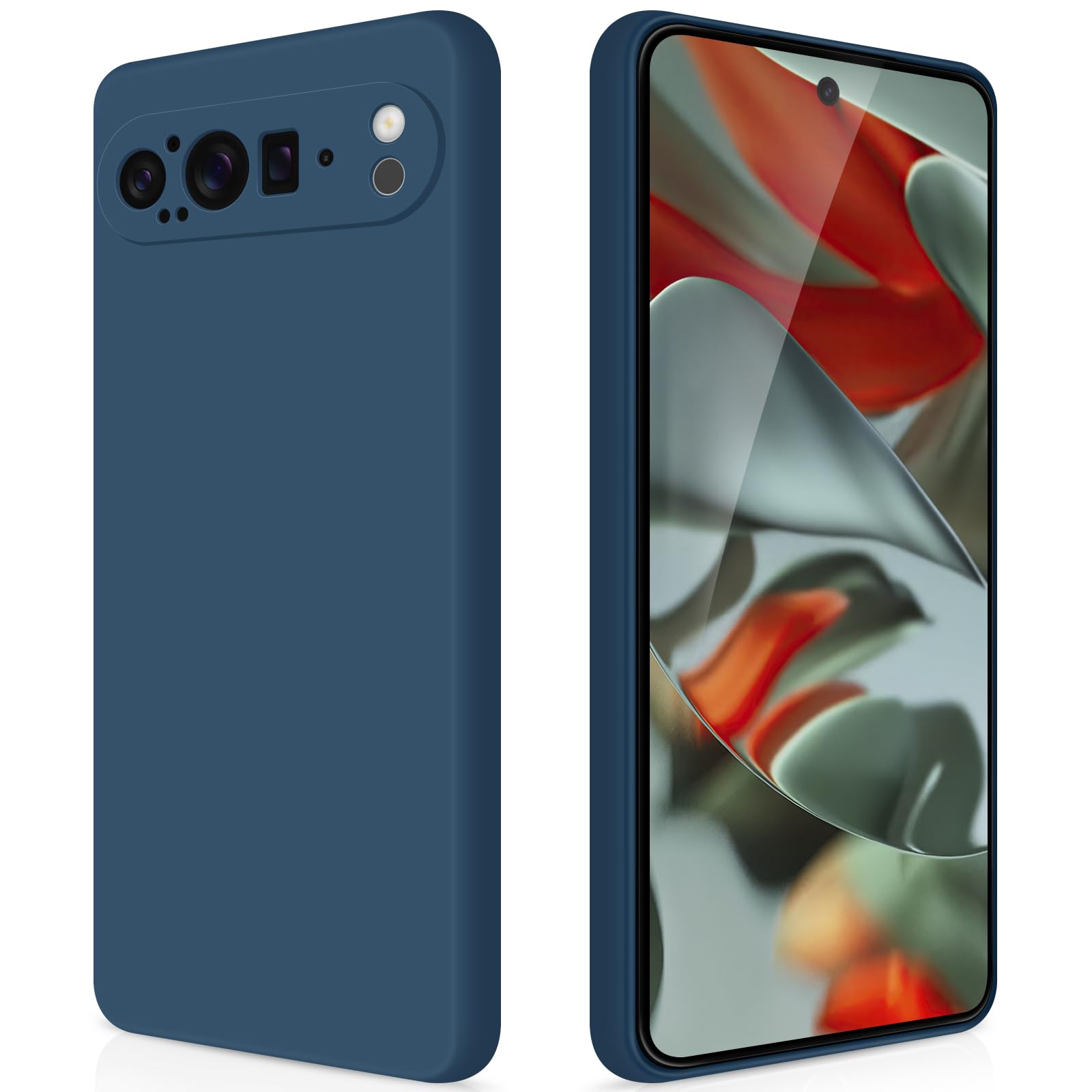 GiiYoon Case Compatible with Google Pixel 9 Pro XL, Silky-Soft Touch Full-Body Protective Phone Silicone Case, Shockproof Cover with Microfiber Lining, Blue