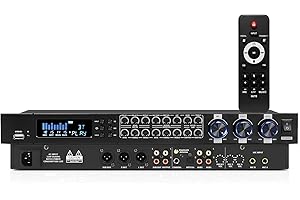 JCANOL JCAONL K8 Professional KTV Digital Pre-stage Effector Anti-howling Audio Processor Echo USB MP3 Bluetooth Optical,with Mic Inpout Remote control for Household Karaoke, Stage, Church, Performance