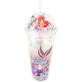 Glow Party Cups for Kids Light Up Tumbler Magic Cup with LED Glow in the Dark Water Drinking Bottle 16oz with Lid and Straw (Pink Mermaid)
