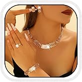 CLOACE Gold Rhinestone Necklace Set Thick Necklaces Earring Sets Bridal Wedding Jewelry Accessories for Women