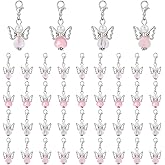 SUPERFINDINGS 40Pcs 4 Styles Angel Wing Charms Guardian Angel Charms Fairy Dangle Pendants Clip On Charms Acrylic Heart Beads Charms with Lobster Clasps
