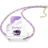 Raicegs Gemstone Beaded Necklace Crystal Choker Necklace for Women 3mm Natural Stone Beads Handmade Jewelry Gift for Women