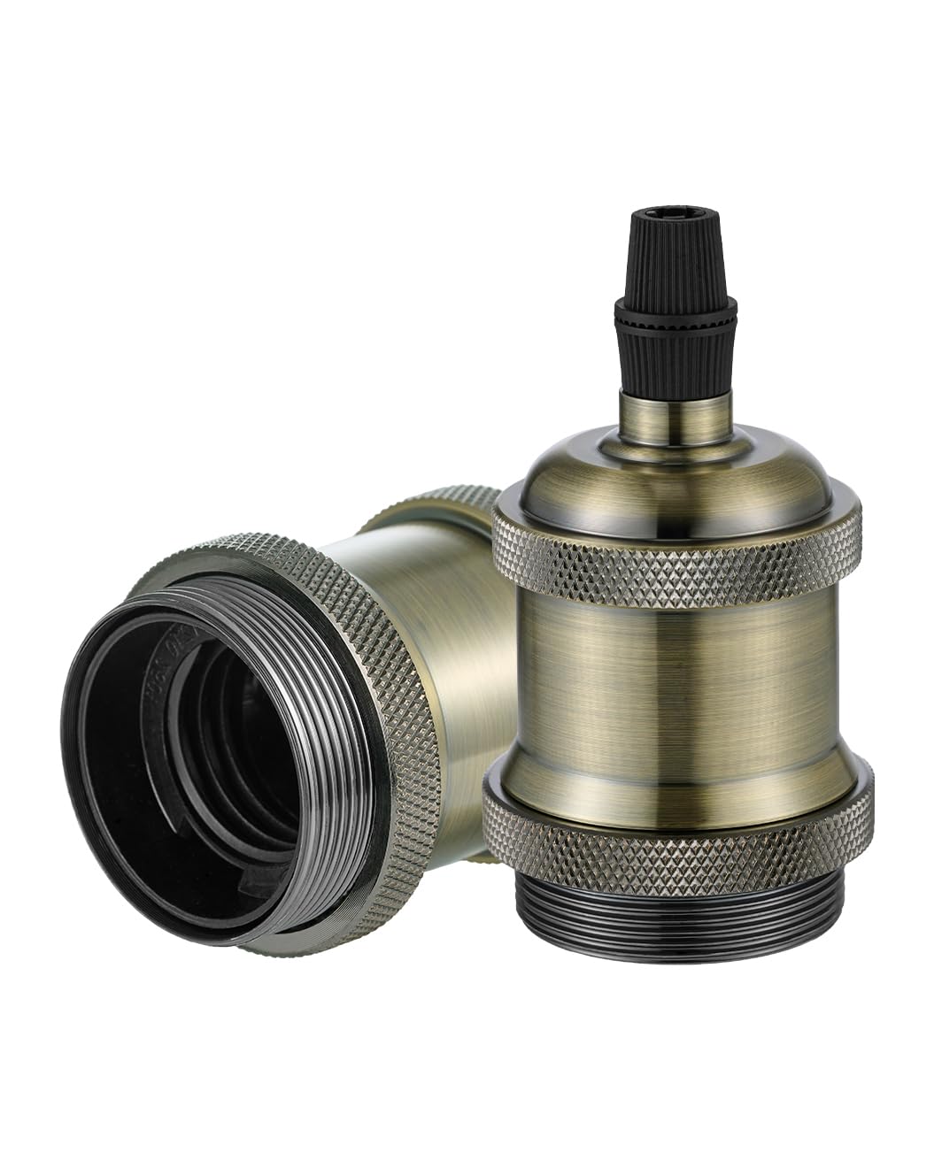 Vecys 2 PCS E27 Vintage Bronze Lamp Socket Adapter Edison Retro Lamp Holder Adapter for Vintage Light Bulbs Pendant Lamp（Bronze）