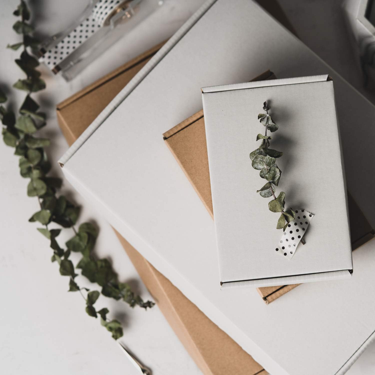 RUSPEPA Recyclable Corrugated Box Small Box Mailers - Cardboard Box Perfect for Shipping Small Mobile Phone Case - 6" x 4" x 1" - 50 Pack - White : Office Products