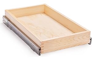 Mulush Pull Out Cabinets Drawers, 14”W x 21”D x3'' H, Soft Close Slide Out Wood Organizer for Kitchen, Finished, Bottom and S