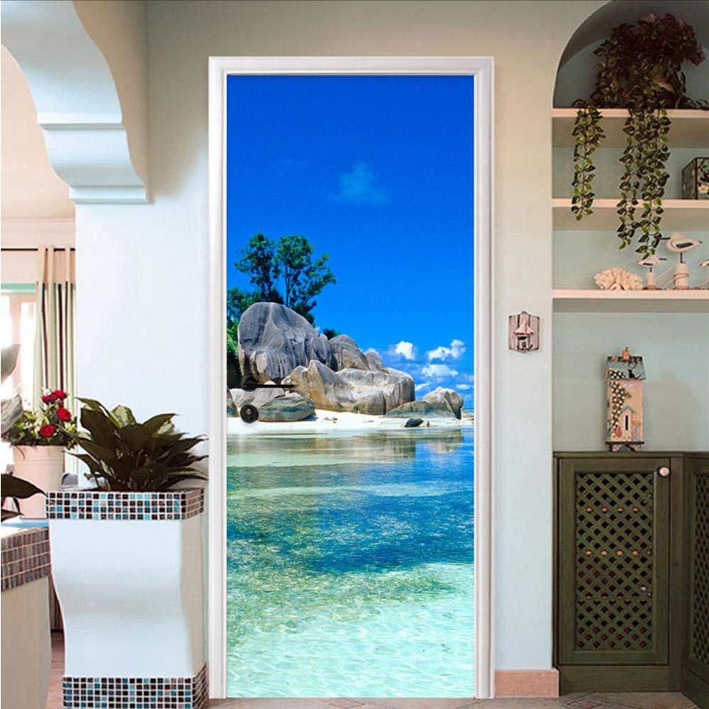 Lsfhb Hermoso Mar Etiqueta De La Puerta Del Paisaje De Pvc Calcomanías