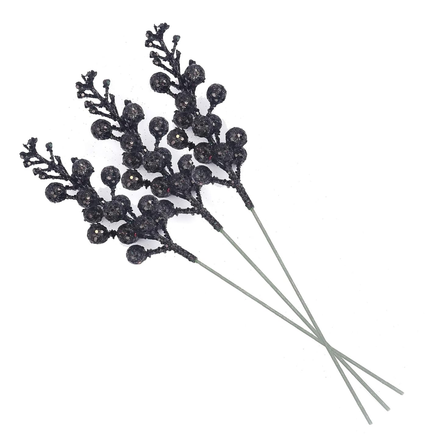 YYCRAFT Glitter Berries Stems, Artificial Berries Picks for Christmas Tree Ornaments, DIY Xmas Wreath, Crafts, Holiday and Home Decor(16 Pack, Black) — image 1