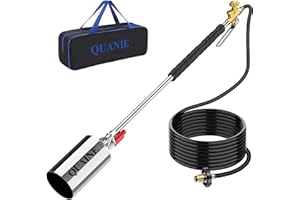 QUANIE Propane Torch Weed Burner,High Output with Storage Bag and Slef Ignition,Heavy Duty Flame Control Blow Torch with 10FT Hose,Flamethrower for Weeding,Roofing,Melting Ice,Paint Removing