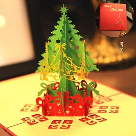 Regali Di Natale Di Carta.5 Pz Con Buste Di Carta Regalo Creativo Handmade 3d Albero Di Natale Regali Di Natale E Decorazioni Amazon It Casa E Cucina
