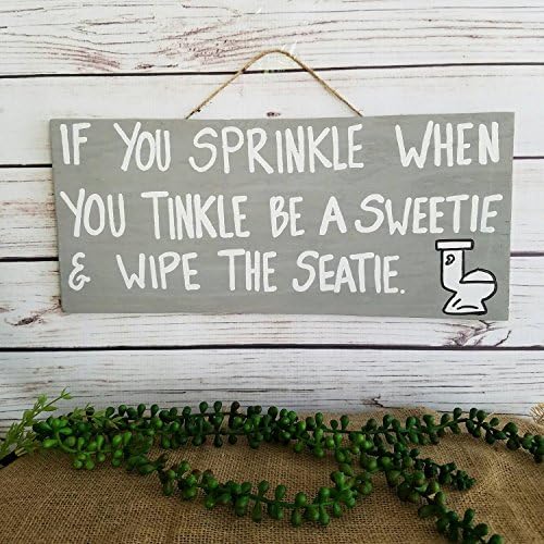 rfy9u7 Bathroom Signage, Funny Bathroom Signs, Bathroom Decor, If You Sprinkle When You Tinkle, Wood Sign, Bathroom Art, Rustic Bathroom Sign