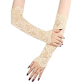 Suxgumoe Ladies Lace Arm Sleeves, 38 CM Long Elegant Tea Party Gloves, Women Elbow Length Long Gloves