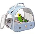 Bird Travel Carrier, Portable Small Bird Parrot Parakeet Carrier with Standing Perch (NO Tray), Side Access Window Collapsible
