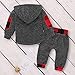 Infant Toddler Baby Boys Girls Clothes Hoodie Outfit Classic Plaid Sweatshirt + Pants Clothes Set Kids (Gray, 18-24 Months)